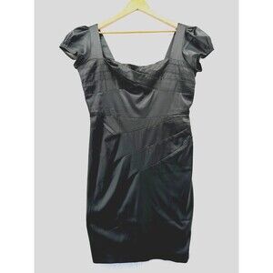 Stop Staring Wiggle Dress Size 14/16 Black Satin Billion Dollar Baby